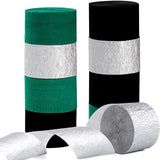Black Green Silver Party-Decorations Streamers - 9 Rolls Graduation
