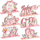 6 Pcs Floral Baby Shower Table Decoration Flower Girl Birthday Wooden