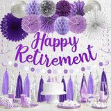 Retirement Party Decorations Women Purlpe Glitter Happy Retirement
