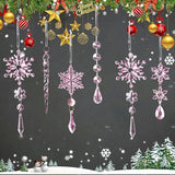 32pcs Crystal Christmas Ornaments for Christmas Tree Decorations-Pink