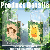 24 Pack Safari Party Favor Bags for Kids Jungle Goodie Bags with