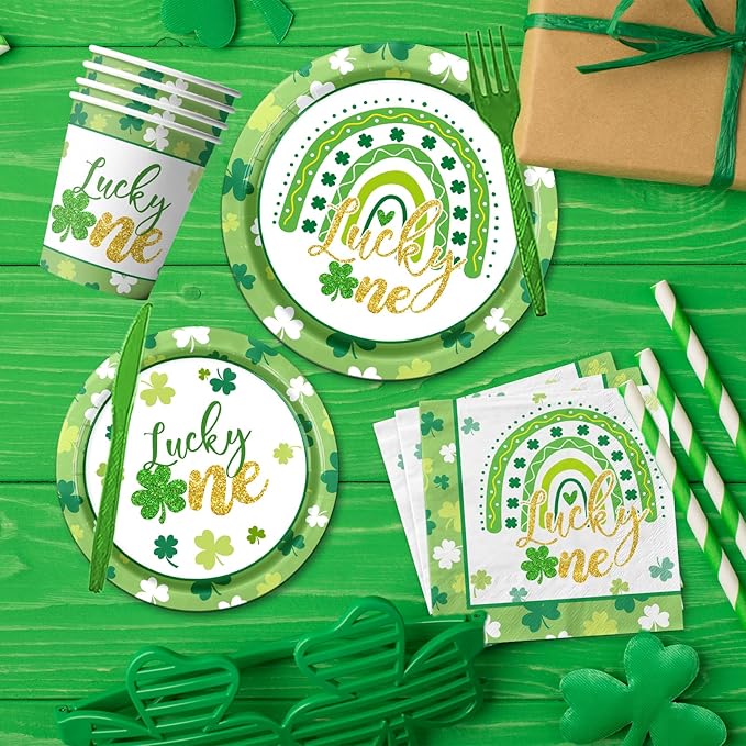 St Patrick'S Day Plates And Napkins Cups Decorations Set Lucky One