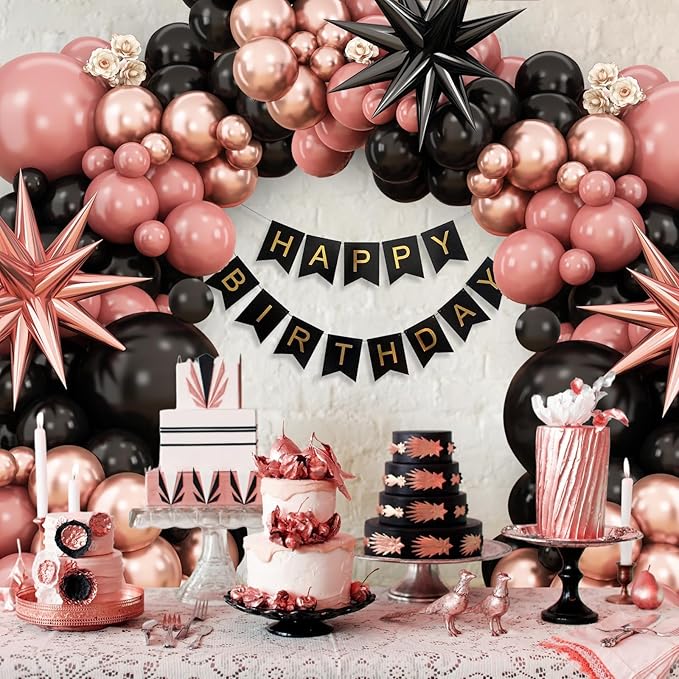 Dusty Pink and Black Balloon Arch,Blush Pink Balloon Garland with