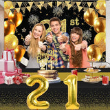21st Birthday Decorations for Him Her with Banner Black and Gold