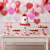 32 Pcs Valentines Party Decorations Pink Red Heart Hanging Swirls