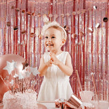Tinsel Curtain Party Backdrop Rose Gold Birthday Party Decorations 2