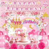 Floral Princess Birthday Party Decorations Pink Gold Princess Happy