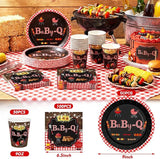 200 Pcs BBQ Baby Shower Paper Plates Cups Napkins Party Supplies