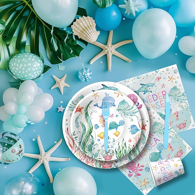 Under The Sea One Year Old Birthday Party Decorations Tableware