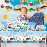 Ofishally One Birthday Decorations 142Pcs Gone Fishing 1st Birthday
