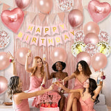 Rose Gold Birthday Decorations for Girls,Happy Birthday Party