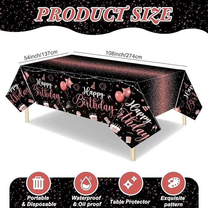 Tudomro 3 Pcs Happy Birthday Tablecloths Happy Birthday Party Decorati