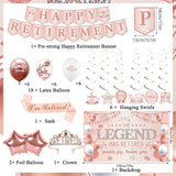 Retirement Party Decorations Women Rose Gold Happy Retirement Banner