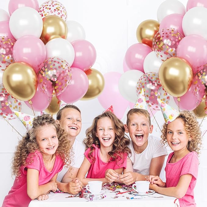 Funhot Pink Gold Balloons 12 Inch Latex Balloons for Birthday Wedding