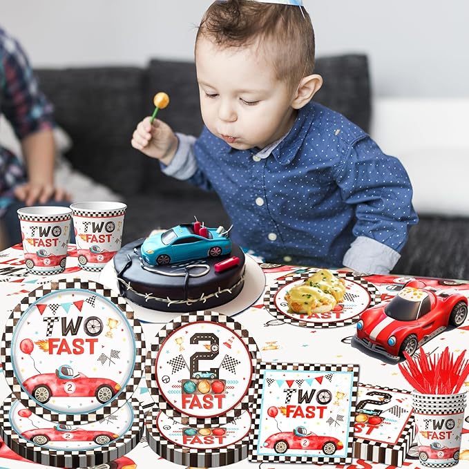 Two Fast Birthday Party Supplies 142pcs Race Car 2nd Birthday