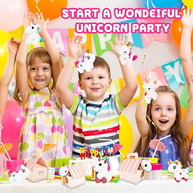 67 Pcs Unicorn Party favors Include 16 Mini Plush Unicorn Keychains