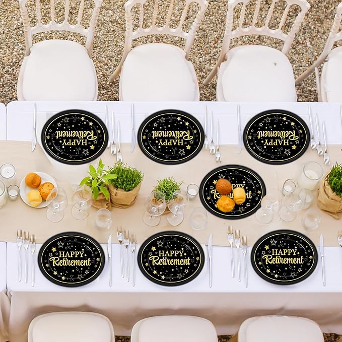 50Pcs Happy Retirement Party Oval Plates 11 Inch Large Retirement