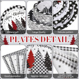 452 Pcs Christmas Tree Party Supplies for 50, Black Buffalo Plaid