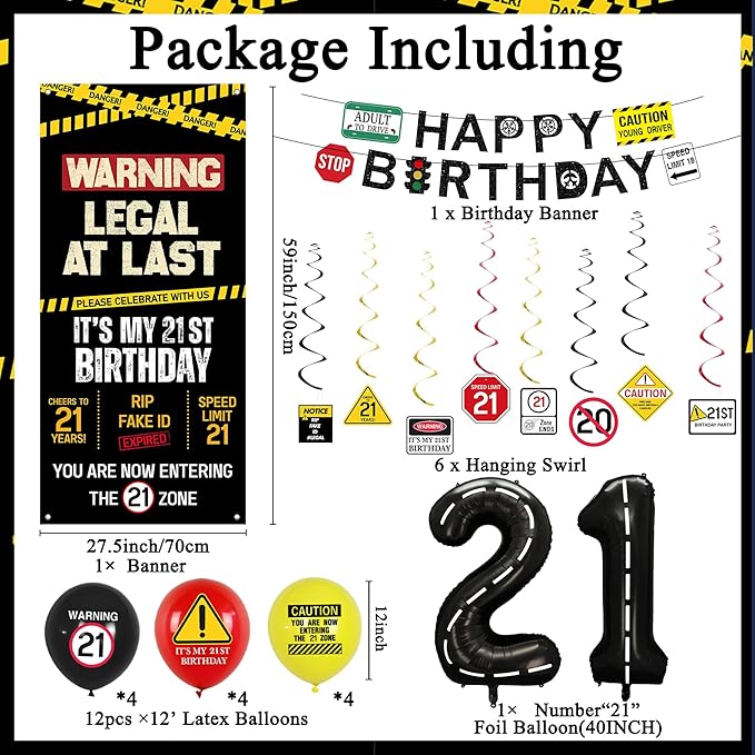 21st Birthday Party Decorations Black Happy 21st Birthday Banner