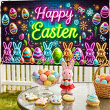 Easter Banner Polyester 43x70.86 Inches Large Easter Banner for Neon
