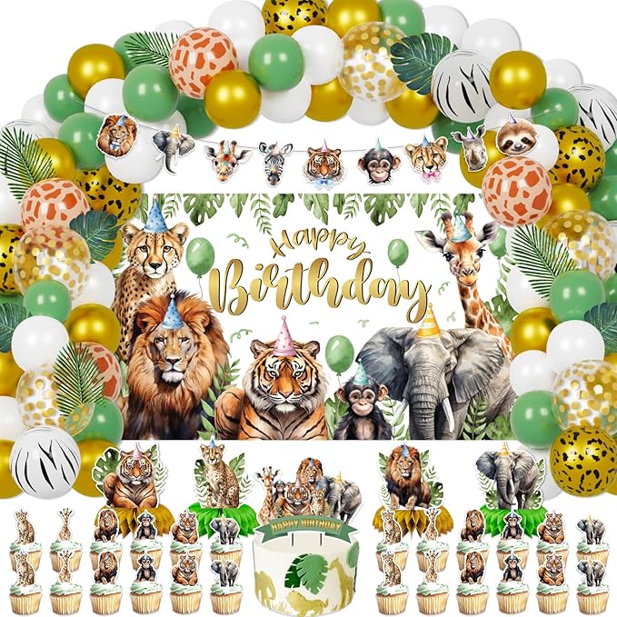 Jungle Safari Birthday Party Decorations 127 Pcs Zoo Safari Animal