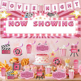 Pink Movie Night Party Decorations 36Pcs Now Showing Party Supplies