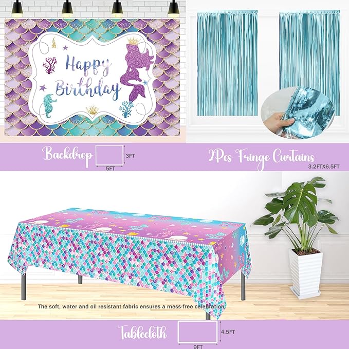 Mermaid Birthday Decorations Mermaid Party Decorations Purple Teal