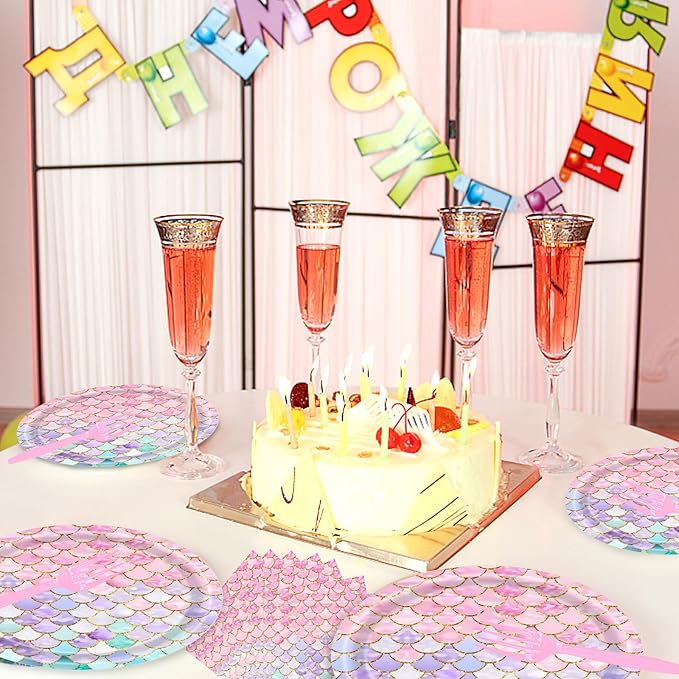96 Pcs Mermaid Birthday Party Decorations Mermaid Party Supplies