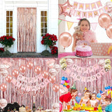 Rose Gold Birthday Party Decorations, Happy Birthday Banner, Rose