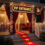Movie Night Porch Sign Banner 4 Pcs Decorations Set with Red Carpet