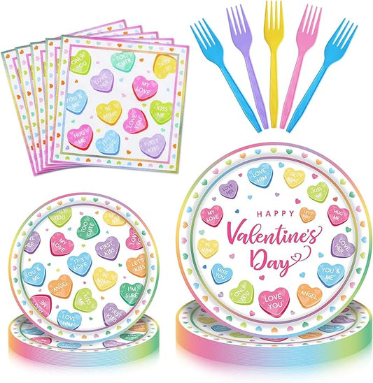 100 Pcs Valentine's Day Tableware Party Supplies Disposable