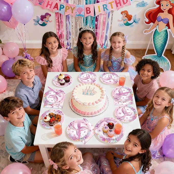 96Pcs Mermaid 5th Birthday Party Supplies Dive Into Five Party