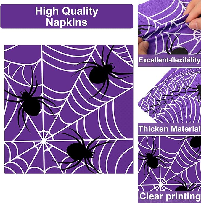 100 Pcs Halloween Birthday Party Supplies Paper Plates and Napkins