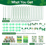 62pcs St Patricks Day Accessories Headbands Necklace Shamrock Beads