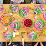 96pcs Witch Birthday Decorations Pink and Green Witch Theme Paper