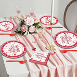 96 Pieces Valentine's Day Tableware Set Red and White Disposable