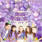 Ouddy Life Purple Birthday Party Decorations for Women Girls,