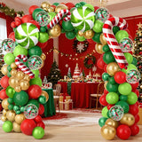 Christmas Balloons Garland Arch Kit Red Dark Green Gold Balloons