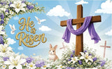 Large Happy Easter Banner 72x44 Inch He is Risen Backdrop for Easter