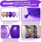 Purple and Gold Balloons Arch Kit, 140Pcs Dark Purple Metallic Gold
