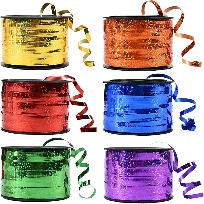 BEISHIDA 6 Assorted Colors Curling Ribbons Balloon String Ribbons -