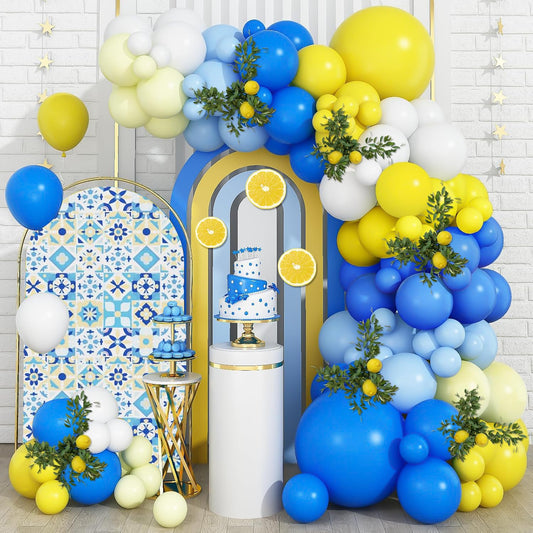 Blue and Yellow Balloon Arch Kit, Pastel Yellow Blue Lemon Balloon