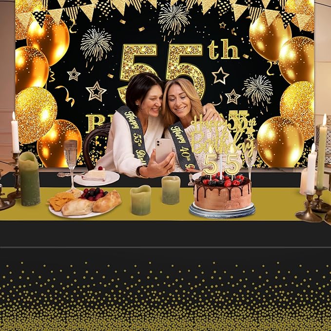 55th Birthday Decorations for Men Women with 55th Birthday Banner