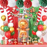 Red Green Christmas Decorations,Merry Christmas Decor Banner Paper
