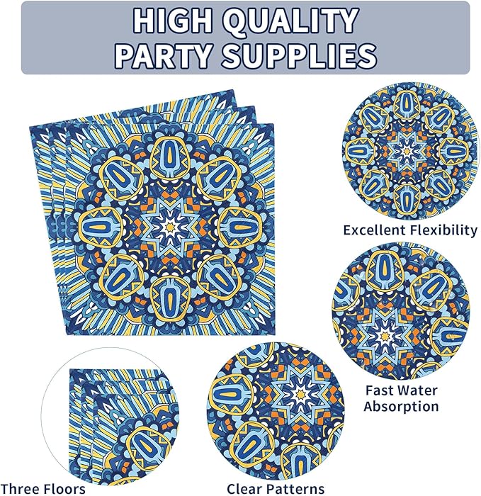 200Pcs Boho Party Decorations Vintage Bohemian Retro Style Paper