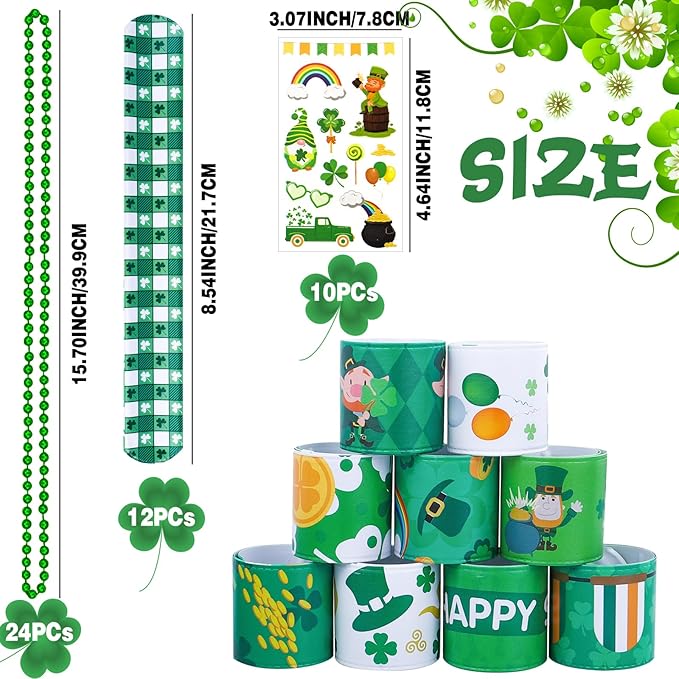 58Pcs St Patricks Day Party Favors with Shamrock Necklaces Glasses