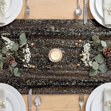 Artoid Mode Black Gold Gauze Table Runner 59x120 Inch 10FT, Glitter