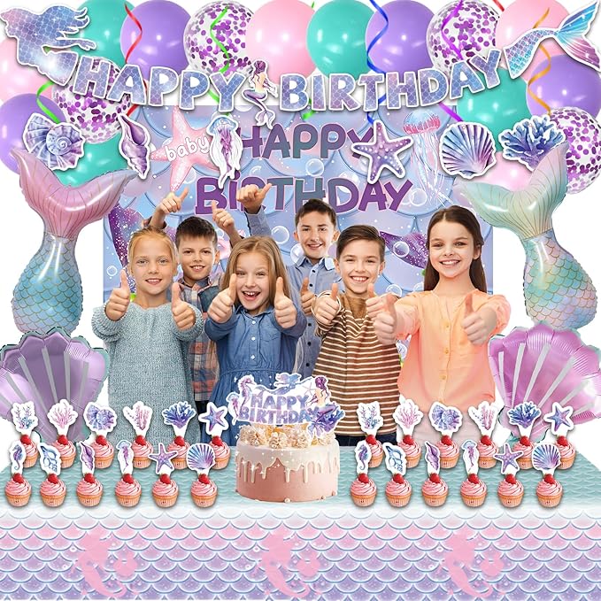 154 Pcs Mermaid Birthday Party Supplies Mermaid Party Decorations