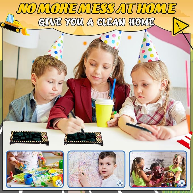 12 Pack Construction Party Favors Mini LCD Writing Tablet for Kids
