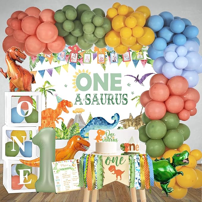 One a Saurus Birthday Decorations Dinosaur 1st Birthday Party